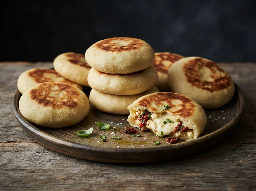 Tomato, Mozzarella & Basil Stuffed Flatbreads